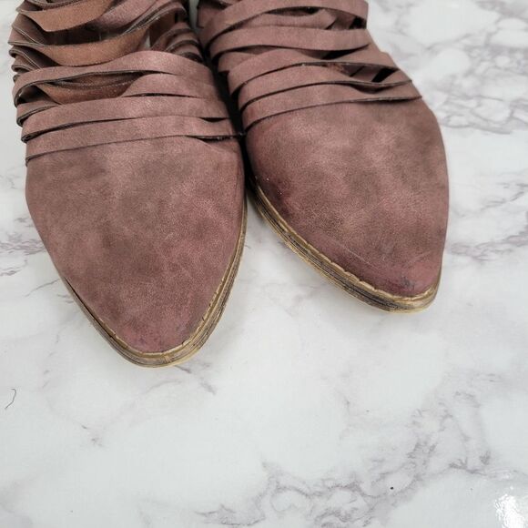 MI.IM Dusty Plum Purple Mauve Sliced Shooties Ankle Booties Leather Boots - Picture 7 of 13